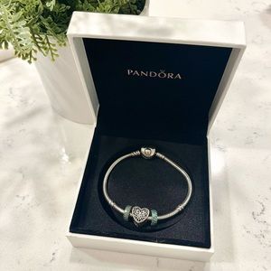 Pandora Bracelet and 3 Charms